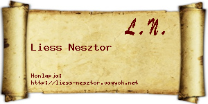 Liess Nesztor névjegykártya